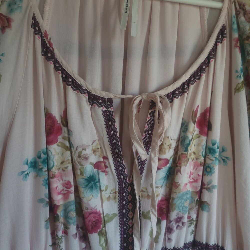 Anthropologie The Somerset Puff-Sleeve Maxi Dress Lg Peasant Boho Cottagecore - Picture 8 of 15